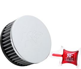 K&N Universal Chrome Top Air Filter (RC-1950) 57mm, 2.25" inlet x 2" High, 4.5" Round