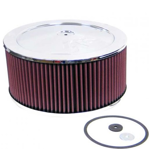 K&N Air Filter, 5" High by 11" Round, Raised Base, Fits Single 2/3/4 Barrel, 5 1/8th", (60-1200)
