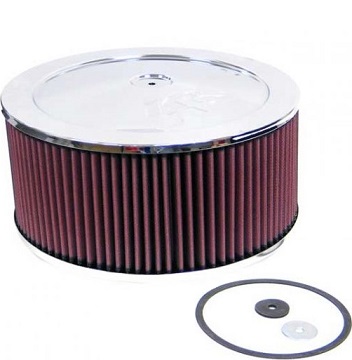 K&N Air Filter, 6" High by 11" Round, Raised Base, Fits Single 2/3/4 Barrel, 5 1/8th", (60-1210)