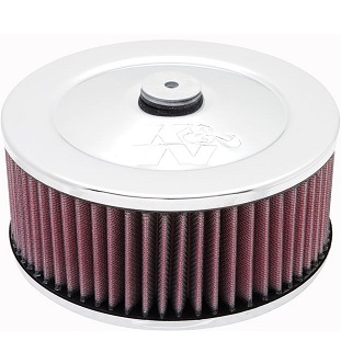 K&N Air Filter, 3" High by 7" Round, Raised Base, Fits Single 2/3/4 Barrel, 5 1/8th", (60-1330)