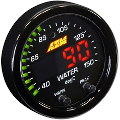AEM X-Series Water/Transmission/Oil Temperature Gauge, 40-150C, (30-0302)