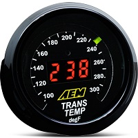 AEM Digital Transmission Temp Gauge, 100-300F, Includes BLK/White Display, (30-4402)