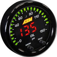 AEM X-Series Oil/Fuel Pressure Gauge, 0~150psi / 0~10bar, (30-0307)