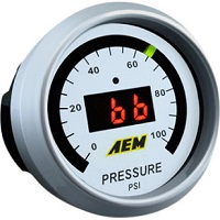 AEM Oil Pressure Gauge, 0~100PSi, Includes BLK/White Display (30-4401)
