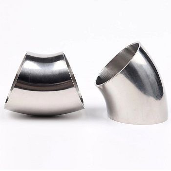 NZA Stainless Steel (304) 45 Degree Polished Bend, 4.0", 2mm Thickness