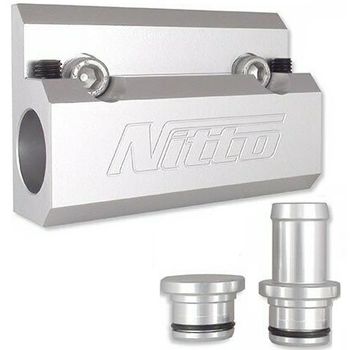 Nitto Oil Head Drain, 5/8 Push On Fitting, Suit Nissan Skyline, RB20, RB25, RB26 Head (NIT-OIL-RBD) Red Or Silver