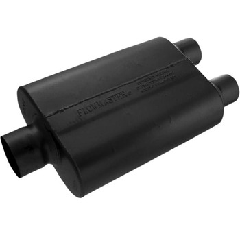 Holley FlowMaster, 40 Series Muffler, 3" Center Inlet, 2.5" Dual Outlet - Aggressive Sound, (430402)