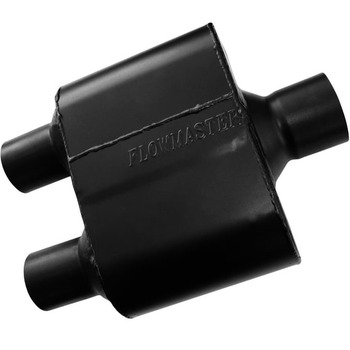 Holley FlowMaster, Super 10 Series Muffler, 3" Center Inlet, Twin 2.5" Outlet, Stainless Steel - Aggressive Sound, (8430152)