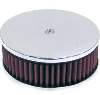 K&N Air Filter, 2" High by 5.25" Round, Raised Base, Fits Single 1/2 Barrel, 3-1/16", (60-1340)