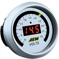 AEM Voltage Display Gauge, 8-18V, Includes BLK/White Display (30-4400)