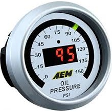 AEM Oil Pressure Gauge, 0~150PSi, Includes BLK/White Display (30-4407)